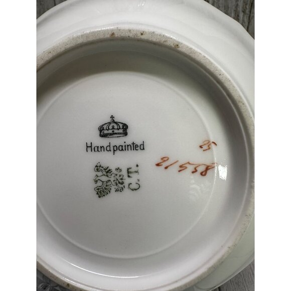 C.T. Carl Tielsch Altwasser Antique Serving Bowl Painted Floral Gold Rim #21558 - Picture 3 of 6